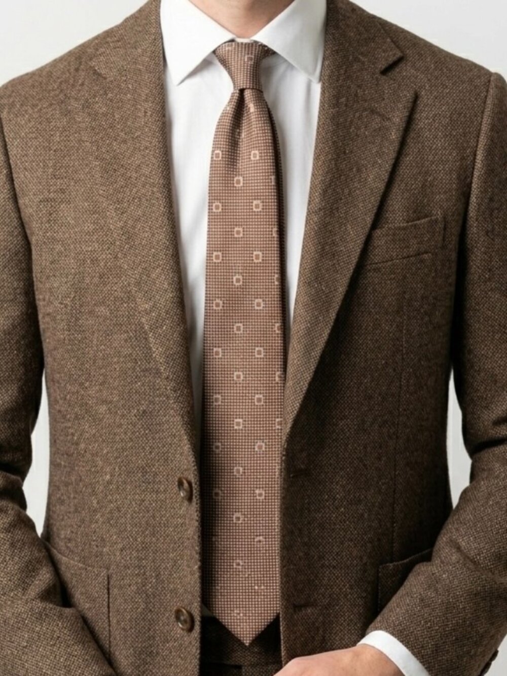 Vintage‎ Sulka Brown Silk Square Geo Necktie Raleigh Ltd All Silk